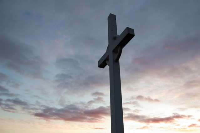 Celtic cross at sunrise resurrection